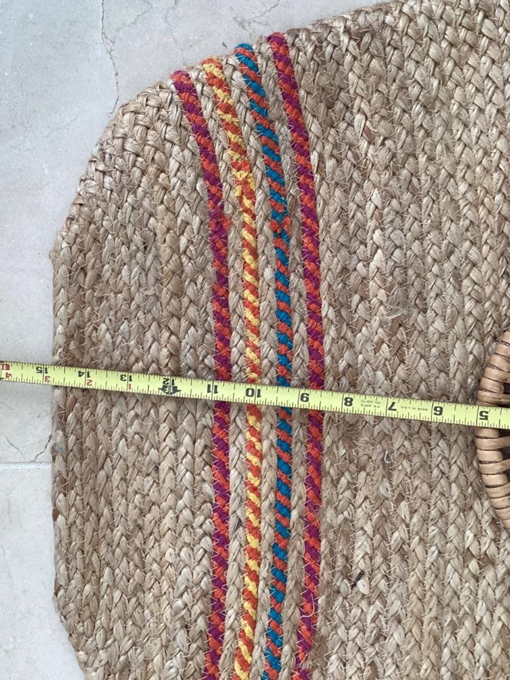 MAGID - LARGE WOVEN MULTI-COLOR JUTE BAG WITH ORNATE HANDLES - OS - Picture 5 of 6